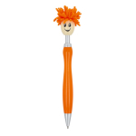 Penna a scatto con originale design peloso girevole, inchiostro blu color arancione