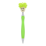 Penna a scatto con originale design peloso girevole, inchiostro blu color lime