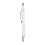 Penna a rotazione in alluminio con clip in metallo inchiostro blu color bianco