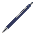 Penna a rotazione in alluminio con clip in metallo inchiostro blu color blu scuro terza vista