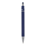 Penna a rotazione in alluminio con clip in metallo inchiostro blu color blu scuro quarta vista