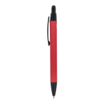 Penna in alluminio riciclato soft-touch con inchiostro blu color rosso
