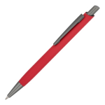 Penna a sfera in alluminio con clip in metallo e finitura soft-touch, inchiostro blu color rosso