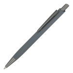 Penna a sfera in alluminio con clip in metallo e finitura soft-touch, inchiostro blu color grigio