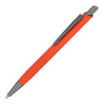 Penna a sfera in alluminio con clip in metallo e finitura soft-touch, inchiostro blu color arancione