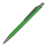 Penna a sfera in alluminio con clip in metallo e finitura soft-touch, inchiostro blu color lime