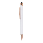 Penna in alluminio riciclato con incisione laser e clip metallica color bianco