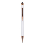 Penna in alluminio riciclato con incisione laser e clip metallica color bianco seconda vista