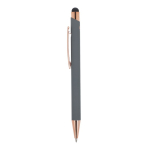 Penna in alluminio riciclato con incisione laser e clip metallica color grigio