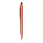 Penna in alluminio riciclato con incisione laser e clip metallica color oro rosa