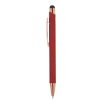 Penna in alluminio riciclato con incisione laser e clip metallica color rosso scuro