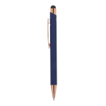 Penna in alluminio riciclato con incisione laser e clip metallica color blu scuro