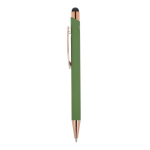 Penna in alluminio riciclato con incisione laser e clip metallica color verde oliva