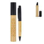 Penna metallica con corpo in bambù e custodia a tubo