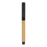 Penna roller in bambù con cappuccio e clip in plastica, inchiostro nero color nero seconda vista