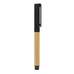 Penna roller in bambù con cappuccio e clip in plastica, inchiostro nero color nero quinta vista