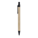 Penna in carta con dettagli in plastica colorata, inchiostro blu color nero