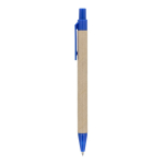 Penna in carta con dettagli in plastica colorata, inchiostro blu color blu