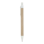 Penna in carta con dettagli in plastica colorata, inchiostro blu color bianco