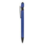 Penna in alluminio riciclato soft touch con stylus, inchiostro blu color blu