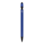 Penna in alluminio riciclato soft touch con stylus, inchiostro blu color blu quarta vista