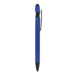 Penna in alluminio riciclato soft touch con stylus, inchiostro blu color blu quinta vista