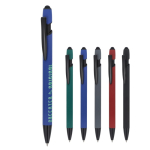 Penna in alluminio riciclato soft touch con stylus, inchiostro blu