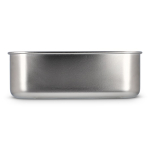 Lunch box in acciaio inox con coperchio in bambù, posate e chiusura elastica color argento quinta vista