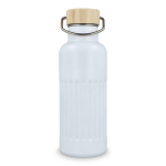 Bottiglia termica antigoccia con tappo in bambù e manico metallico 500 ml color bianco seconda vista