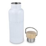 Bottiglia termica antigoccia con tappo in bambù e manico metallico 500 ml color bianco sesta vista