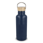 Bottiglia termica antigoccia con tappo in bambù e manico metallico 500 ml color blu scuro