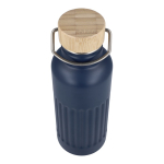 Bottiglia termica antigoccia con tappo in bambù e manico metallico 500 ml color blu scuro settima vista