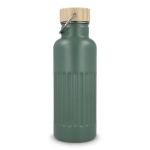 Bottiglia termica antigoccia con tappo in bambù e manico metallico 500 ml color verde oliva terza vista