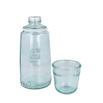 Caraffa prodotta in Europa con tappo metallico e bicchiere abbinato 1L vista area di stampa