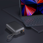 Power bank personalizzabile con schermo LED e ricarica rapida 20.000mAh color grigio scuro quarta vista