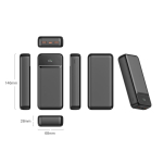 Power bank compatto con ricarica rapida e display LED 20.000mAh color nero quarta vista