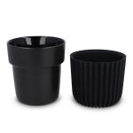 Tazza prodotta in Europa con fascia in silicone nera 280 ml color nero terza vista
