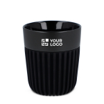 Tazza prodotta in Europa con fascia in silicone nera 280 ml vista area di stampa