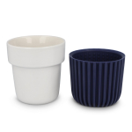 Tazza in porcellana prodotta in Europa con fascia isolante 280 ml color blu scuro terza vista