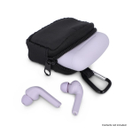 Custodia per auricolari con moschettone e chiusura a zip color nero quarta vista