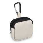 Custodia per auricolari con moschettone e chiusura a zip color beige