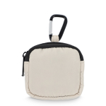 Custodia per auricolari con moschettone e chiusura a zip color beige seconda vista