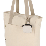 Custodia per auricolari con moschettone e chiusura a zip color beige quinta vista