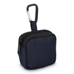 Custodia per auricolari con moschettone e chiusura a zip color blu scuro