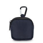 Custodia per auricolari con moschettone e chiusura a zip color blu scuro seconda vista