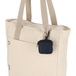 Custodia per auricolari con moschettone e chiusura a zip color blu scuro quinta vista