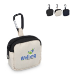 Custodia per auricolari con moschettone e chiusura a zip