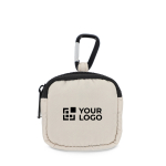 Custodia per auricolari con moschettone e chiusura a zip vista area di stampa