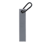 Etichetta riflettente in plastica per bagagli con moschettone color grigio