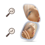 Specchio compatto con luce ricaricabile e doppio ingrandimento ideale per i viaggi color bianco sesta vista